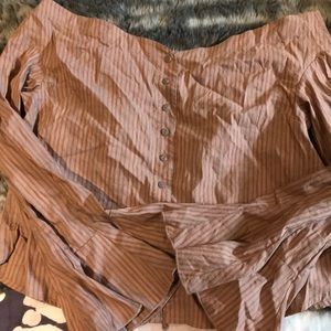 Free People off the shoulder button up top
